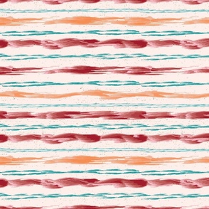 Watercolor Stripes, Cranberry, Peach, Teal, 12 inch