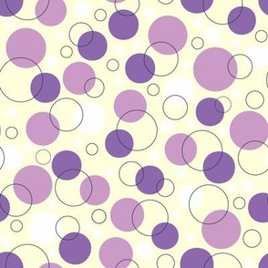 Dots and Circles Purple on Yellow