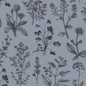 Botanical Sketch Florals on Lavender-grey