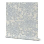 Floral Lace {Alabaster and Cadet Blue} Medium Scale