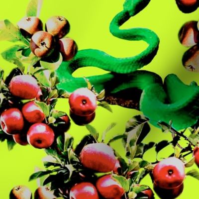 Snakes n Apples - lime green background