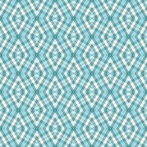 Teal Turquoise, Green, and White Plaid Argyle Mashup  Small Scale