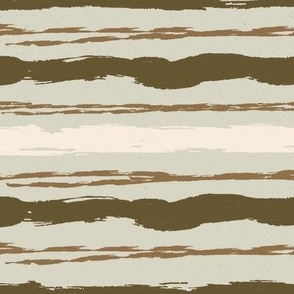 Watercolor Stripes, Brown, Cream, Khaki, 12 inch