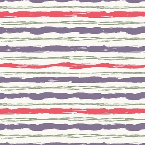 Wavy Stripes | Medium Scale | Pinky Coral, Dusty Lavender, Sage Green