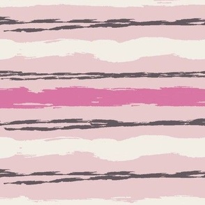 Watercolor Stripes, Pink, Charcoal, Cream, 12 inch