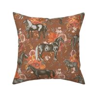 Horses on Copper Florals