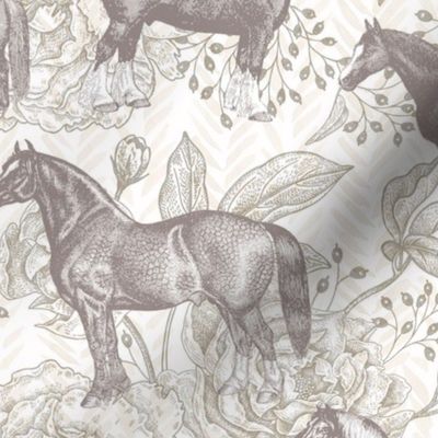 Muted horses and Roses in Beige