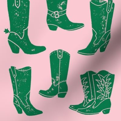  Cowboy boots in Pink and Green