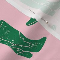  Cowboy boots in Pink and Green