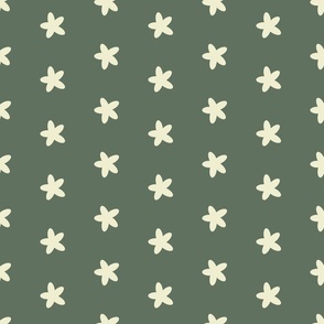 Olive Green Floral dot  large