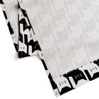 Catstooth- Houndstooth with Cats Large- Black and White Geometric Cats- Cute Cat Fabric- Classic Modern Wallpaper- Pied de Poule