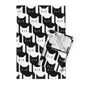 Catstooth- Houndstooth with Cats Large- Black and White Geometric Cats- Cute Cat Fabric- Classic Modern Wallpaper- Pied de Poule