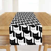 Catstooth- Houndstooth with Cats Large- Black and White Geometric Cats- Cute Cat Fabric- Classic Modern Wallpaper- Pied de Poule