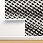 Catstooth- Houndstooth with Cats Large- Black and White Geometric Cats- Cute Cat Fabric- Classic Modern Wallpaper- Pied de Poule