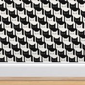 Catstooth- Houndstooth with Cats Large- Black and White Geometric Cats- Cute Cat Fabric- Classic Modern Wallpaper- Pied de Poule