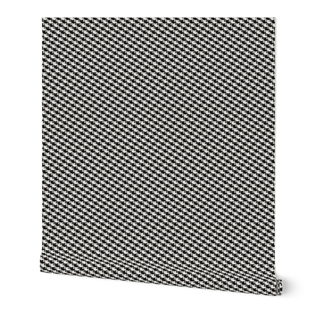 Catstooth- Houndstooth with Cats Mini- Black and White Geometric Cats- Cute Cat Fabric- Classic Modern Wallpaper- Pied de Poule- Quilt Blender