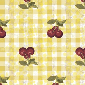 Gold Cherry Gingham Check L