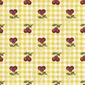 Gold Cherry Gingham Check Medium