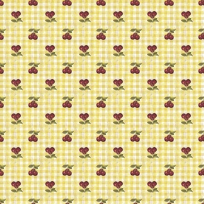 Gold Cherry Gingham Check small
