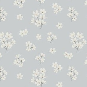 Small, Delicate White Flower Bouquets on soft Grey