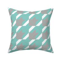 mixed up houndstooth aqua white