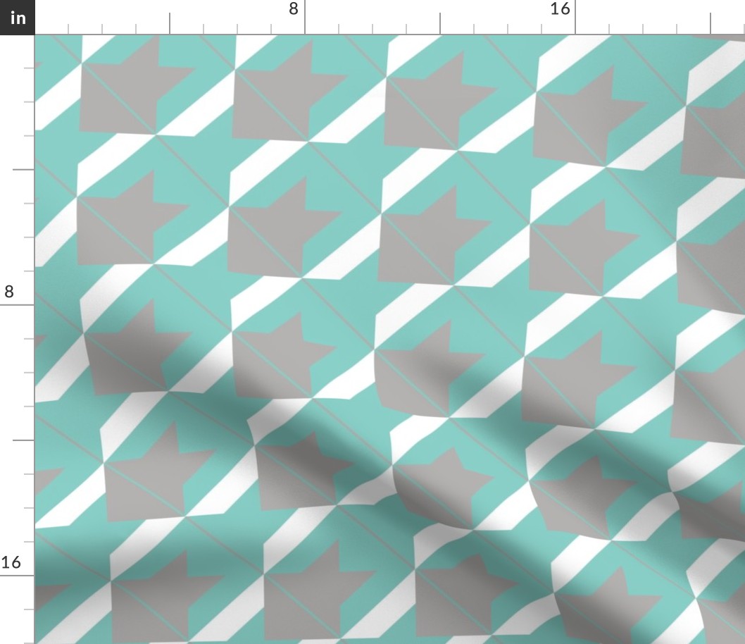 mixed up houndstooth aqua white