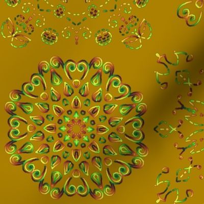 Kaleidoscope Cheater in Gold Red and Green