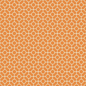 Bright Tangerine Orange Geometric Print with White Line Work