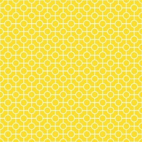 Bright Citrine Yellow Geometric Print with White Line Work