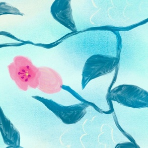 jumbo floral trailing on blue by rysunki_malunki