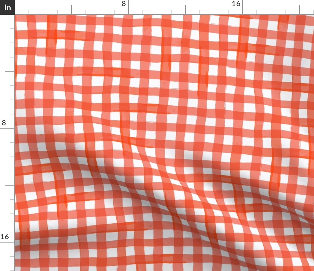 watercolour gingham in red large scale tablecloth check by Pippa Shaw