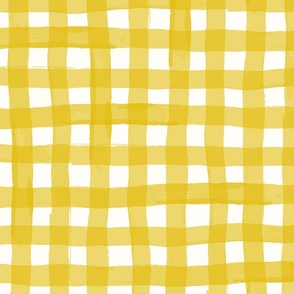 watercolour gingham in gold mustard wallpaper XL scale tablecloth check by Pippa Shaw