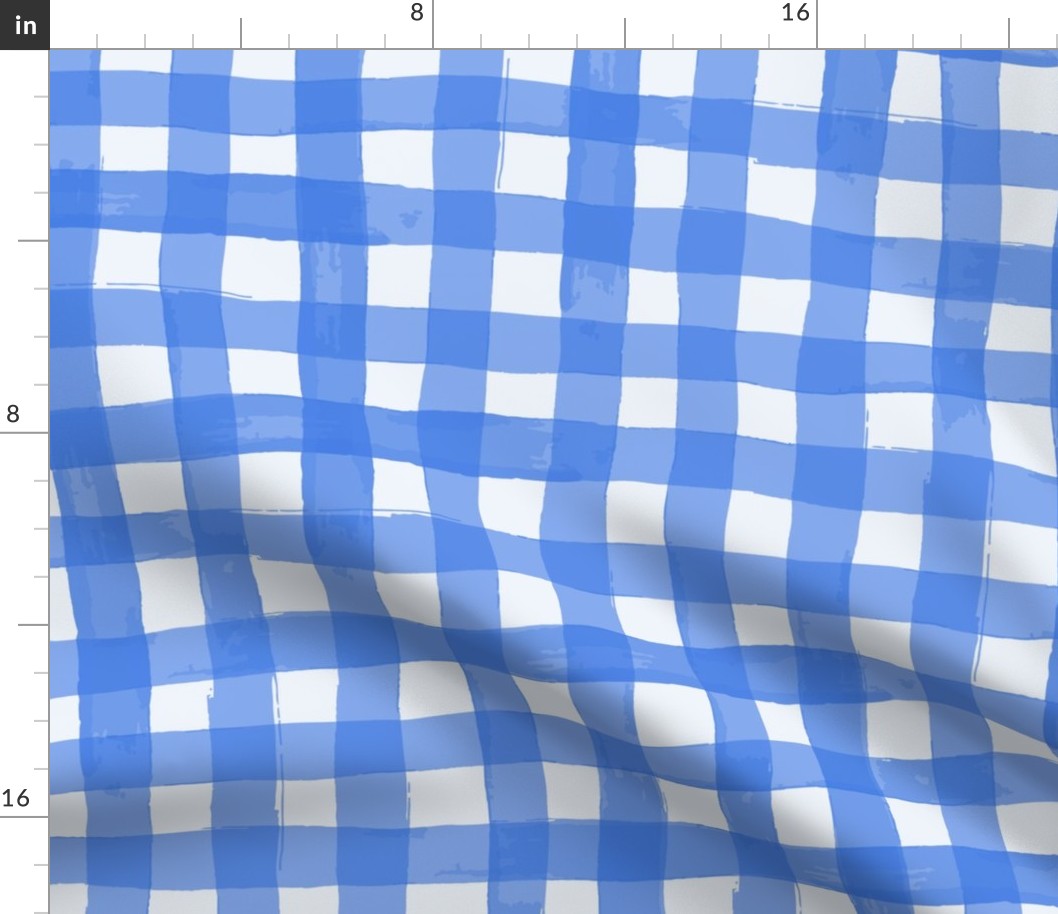 watercolour gingham in blue wallpaper XL scale tablecloth check by Pippa Shaw