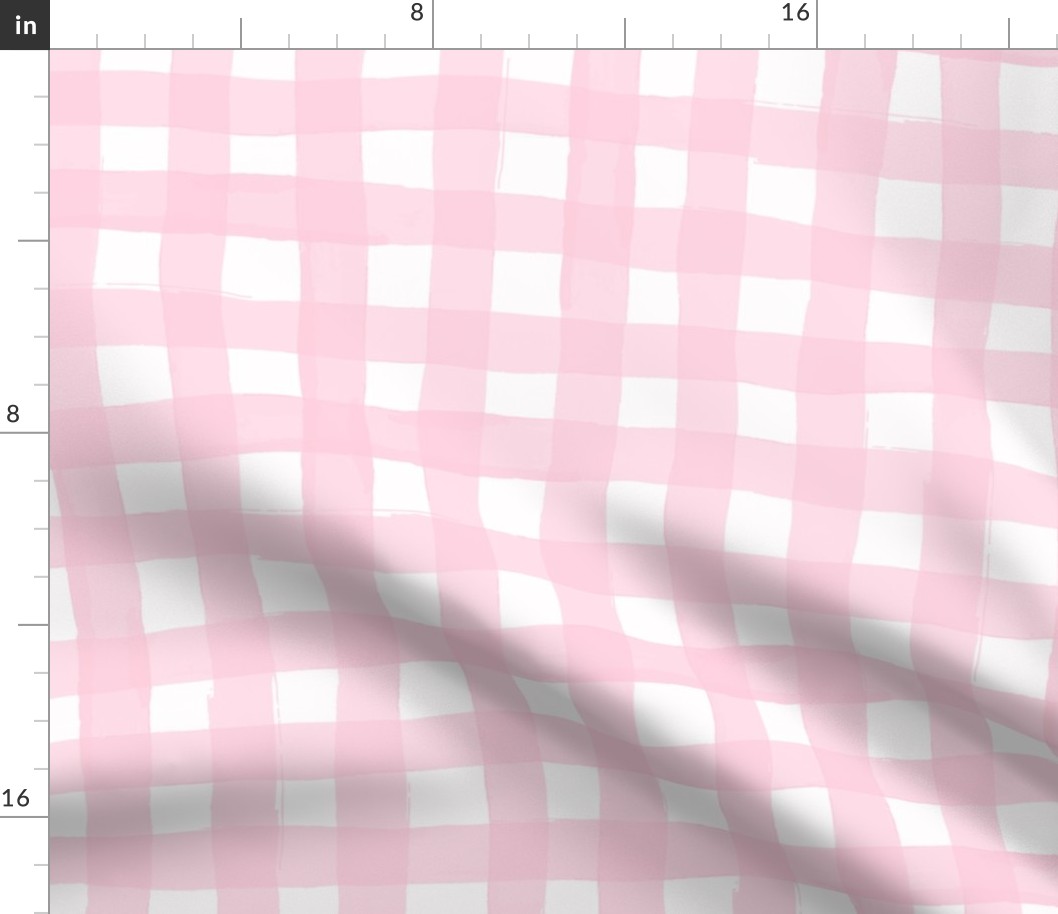 watercolour gingham in pink wallpaper XL scale tablecloth check by Pippa Shaw