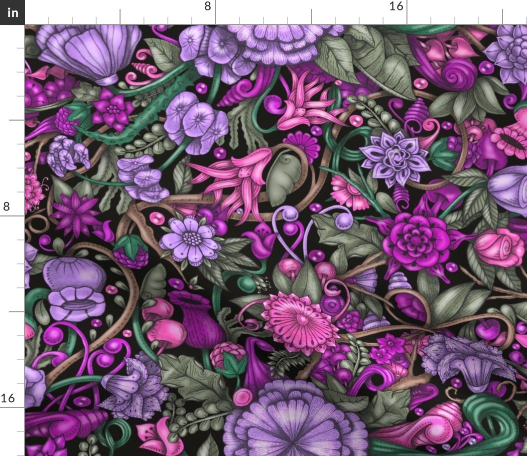 Vines and Flowers—purple and pink
