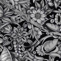 Vines and Flowers—Black and White