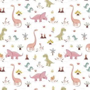 Dinosaur families  pink and green 