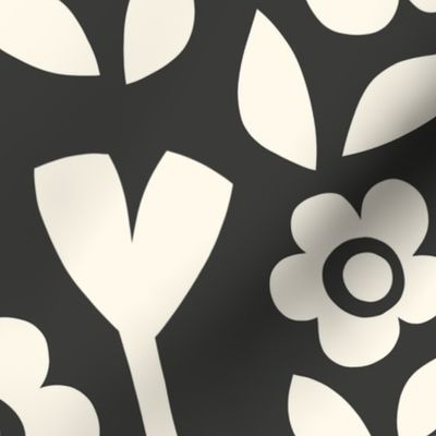 Black and white paper cut flowers large