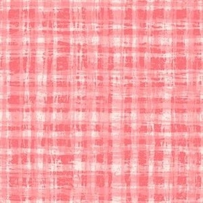 Pink and White Hemp Rope Texture Plaid Squares Watermelon Pink Coral DF737B Natural White FEFDF4 Fresh Modern Abstract Geometric