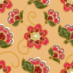 Ukrainian vintage floral flower embroidery ethnic retro design