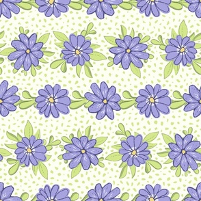 Elegant Medium Scale Floral Stripes in Lilac Honeydew 