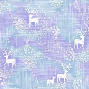 Medium- silver deers on lilac and sky blue - medium scale