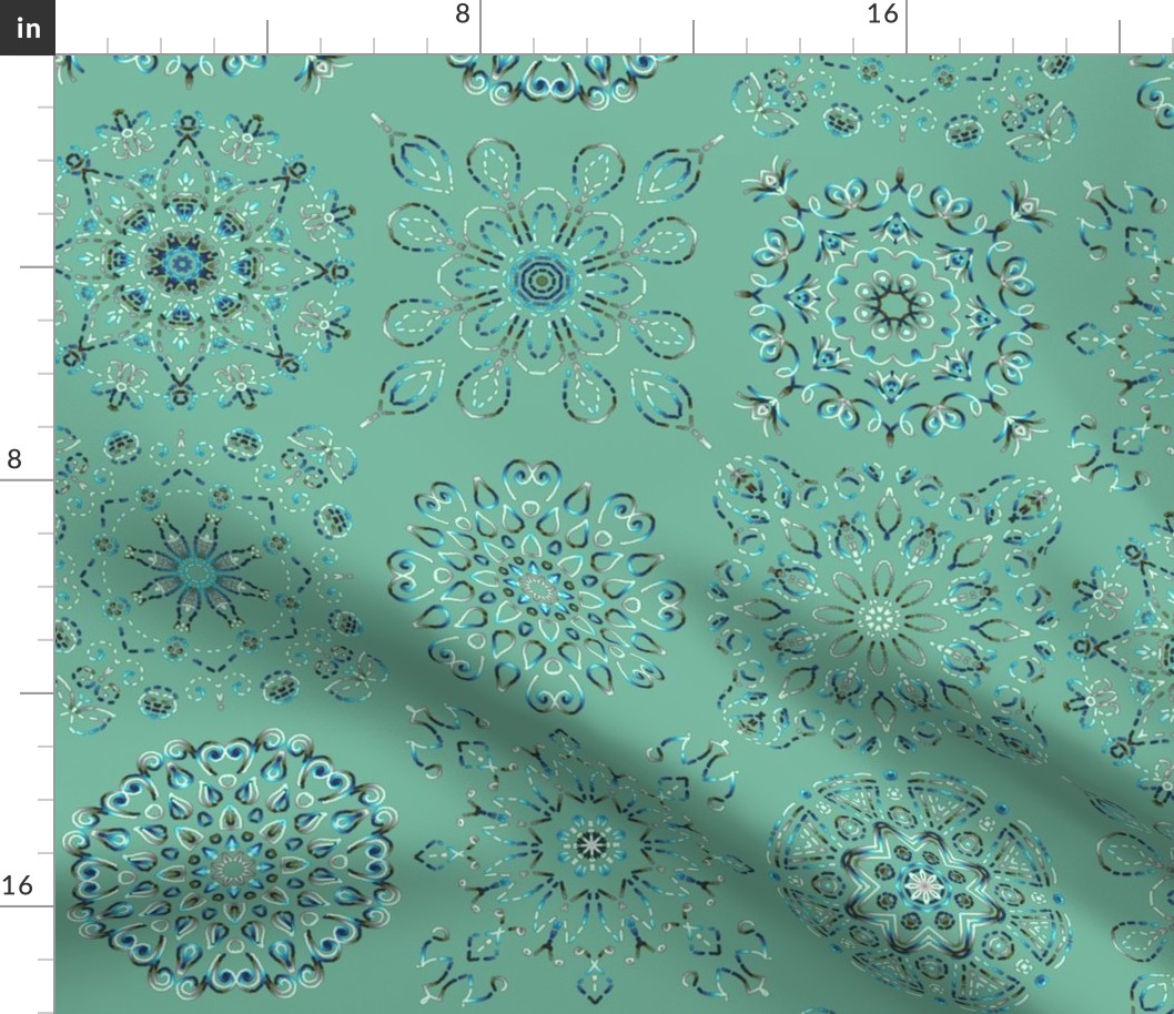 Kaleidoscope Cheater in Mint Green Turquoise and White