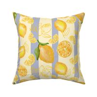 lemons on blue stripes - medium scale