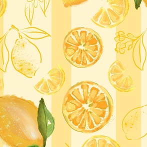 lemons on yellow stripes - large scale