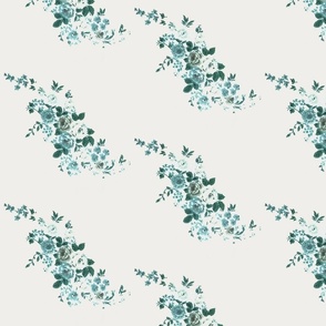 Vintage blue green floral small