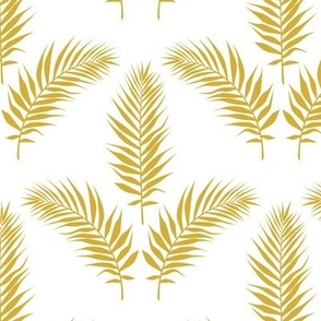 Palm leaves damask gold