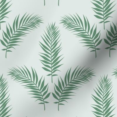 Palm leaves damask green