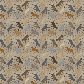 Tiny Trotting Cane Corso and paw prints - faux linen