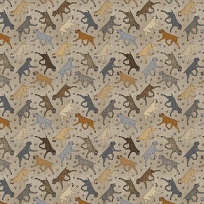 Tiny Trotting uncropped Cane Corso and paw prints - faux linen
